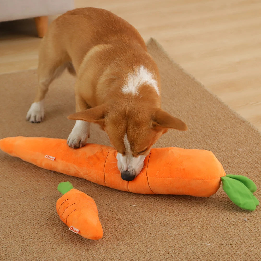 Woof Carrot Interactive Chew Toy With Crackling Sound
